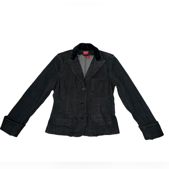 Chaps Jackets & Blazers - 💙❤️ Black denim jacket with velour/velvet collar
